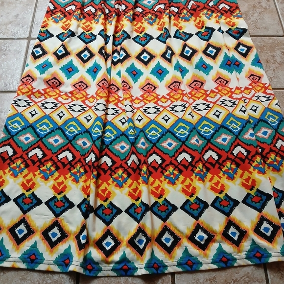 #0226 Womens Aztec Print Maxi Strapless Magic Dress Size Medium - Picture 5 of 16